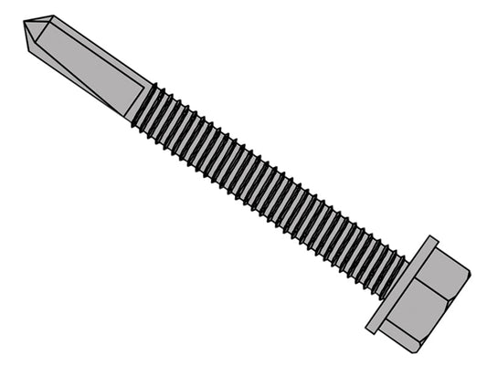 TechFast Roofing Sheet to Steel Hex Screw No.5 Tip 5.5 x 50mm Box 100, ForgeFix