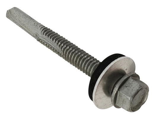 TechFast Roofing Sheet to Steel Hex Screw & Washer No.5 Tip 5.5 x 50mm Box 100, ForgeFix