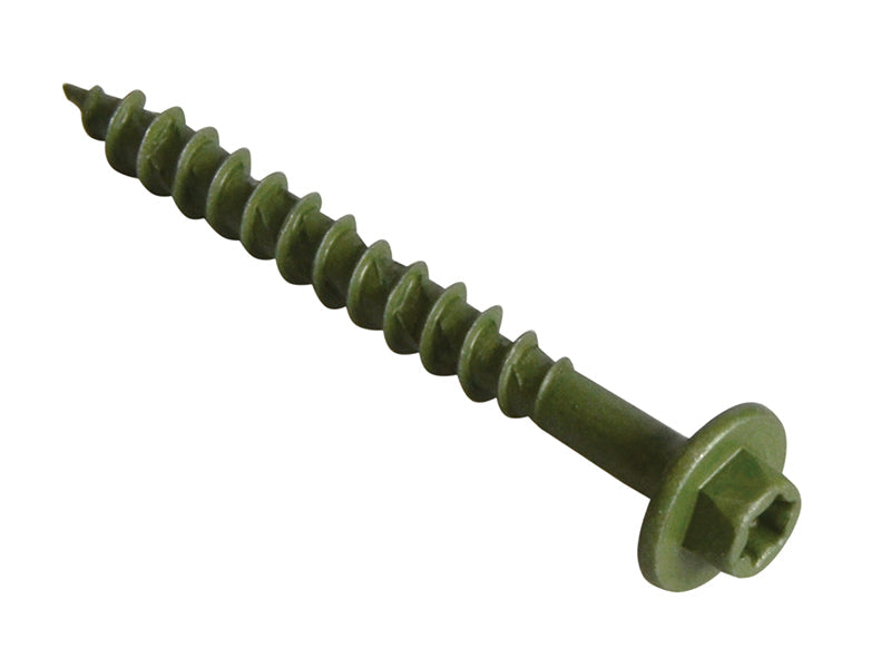 Torxfast Hex Head Timber Fixing Screws Green 65mm Box 50, ForgeFix