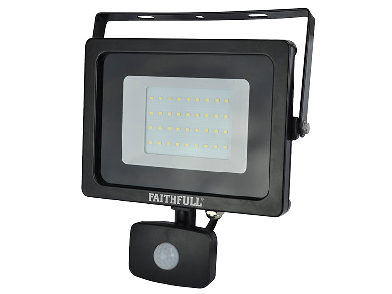 SMD LED Security Light with PIR 30W 2400 lumen 240V, Faithfull Power Plus