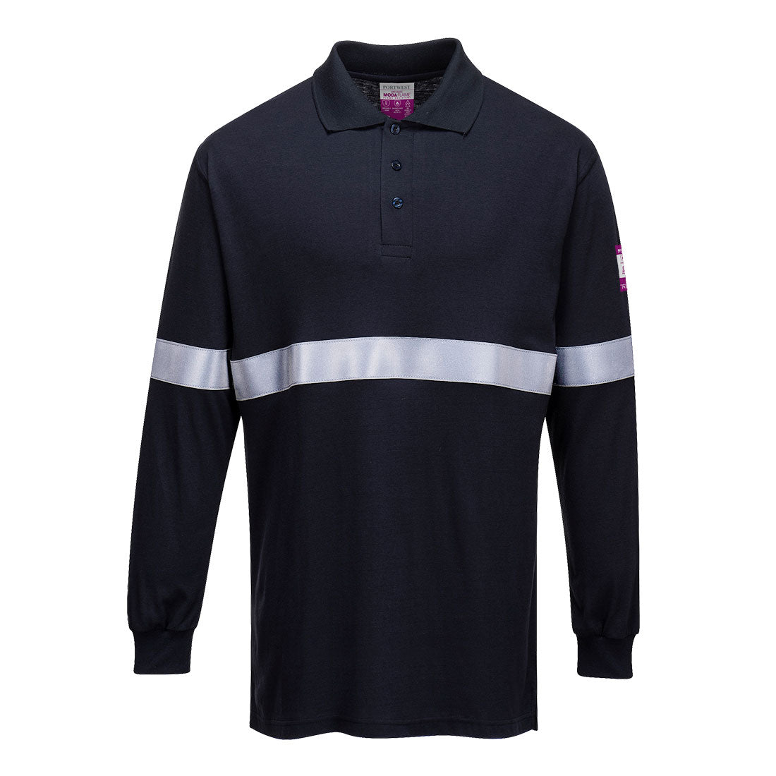 Flame Resistant Anti-Static Long Sleeve Polo Shirt with Reflective Tape, Morgans PW