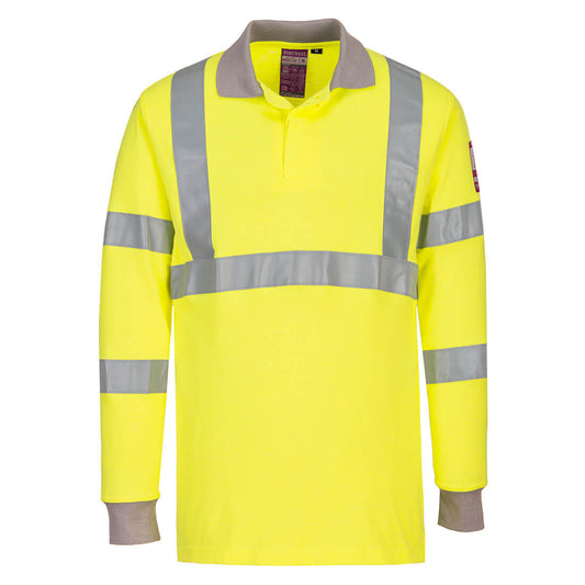 Flame Resistant Anti-Static Hi-Vis Long Sleeve Polo Shirt, Morgans PW