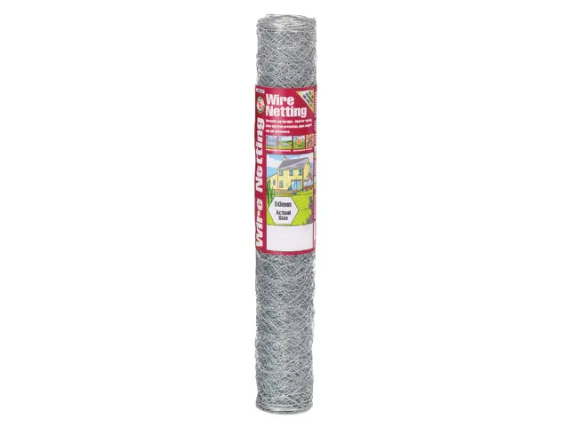 Galvanised Wire Netting 50mm² Hexagon, 10 x 0.6m, Gardman