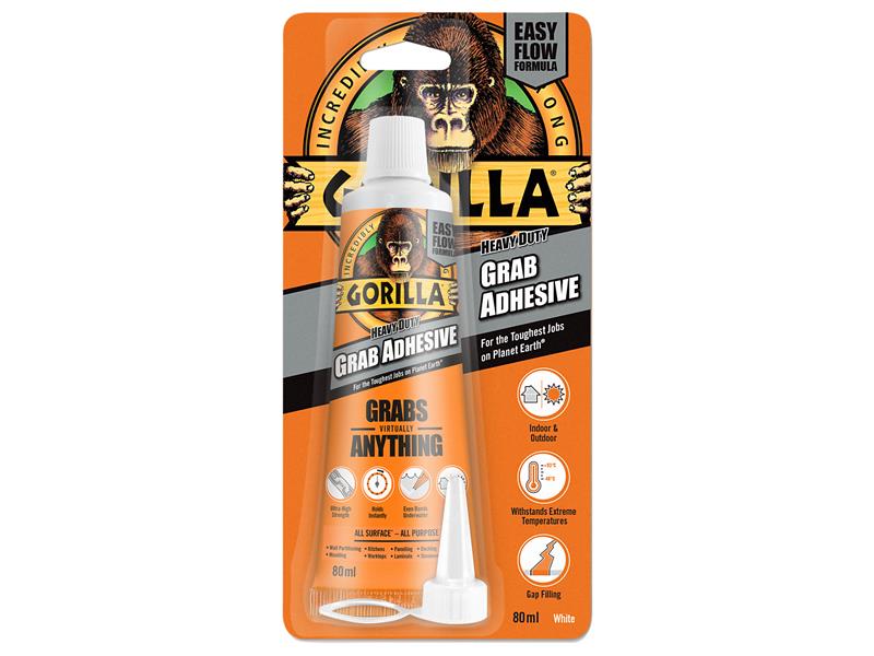 Gorilla Heavy-Duty Grab Adhesive White 80ml, Gorilla Glue