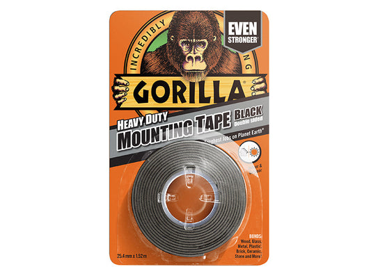 Gorilla Heavy-Duty Mounting Tape 25.4mm x 1.52m Black, Gorilla Glue