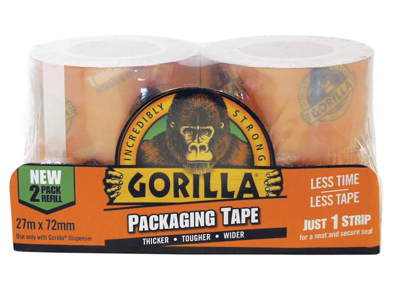 Gorilla Packaging Tape Refill 72mm x 27m  (Pack 2), Gorilla Glue