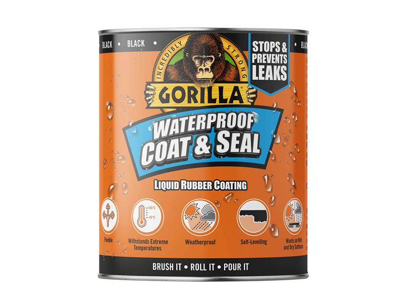 Waterproof Coat & Seal Liquid Rubber Coating Black 946ml, Gorilla Glue