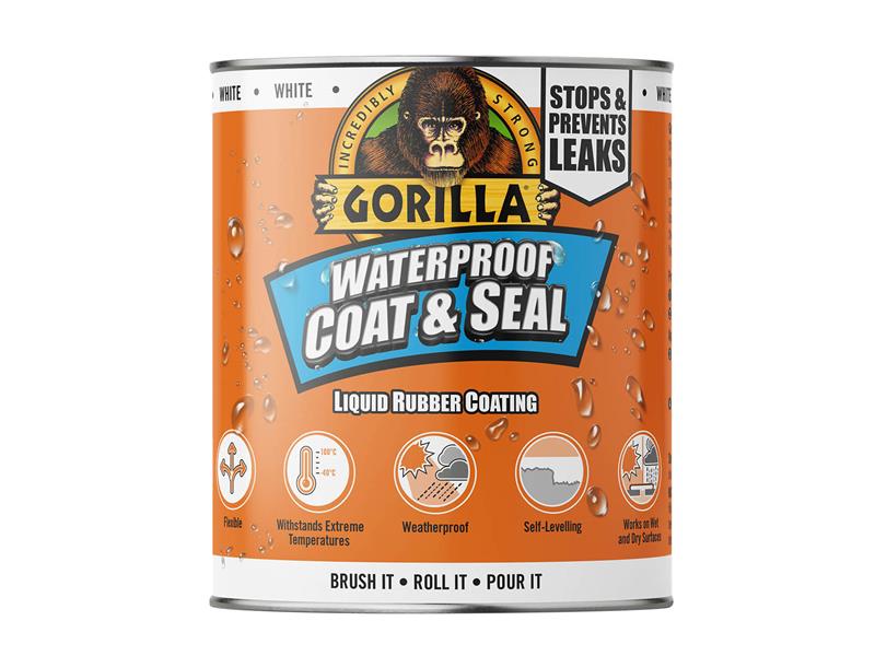 Waterproof Coat & Seal Liquid Rubber Coating White 946ml, Gorilla Glue