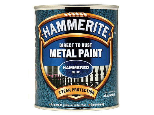 Direct to Rust Hammered Finish Metal Paint Blue 750ml, Hammerite