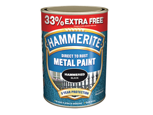 Direct to Rust Hammered Finish Metal Paint Black 750ml + 33%, Hammerite