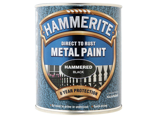 Direct to Rust Hammered Finish Metal Paint Black 750ml, Hammerite