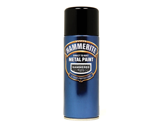 Direct to Rust Hammered Finish Aerosol Black 400ml, Hammerite