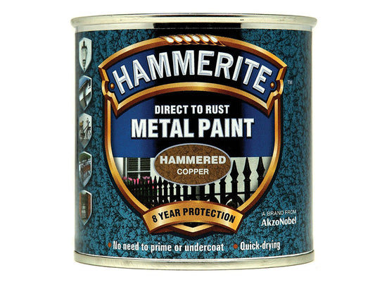 Direct to Rust Hammered Finish Metal Paint Copper 250ml, Hammerite