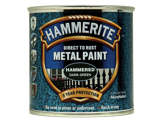 Direct to Rust Hammered Finish Metal Paint Dark Green 250ml, Hammerite