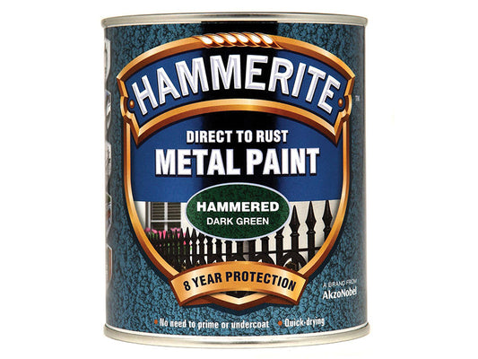 Direct to Rust Hammered Finish Metal Paint Dark Green 750ml, Hammerite