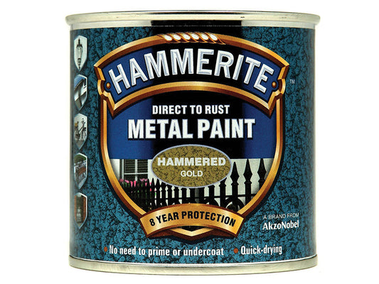 Direct to Rust Hammered Finish Metal Paint Gold 250ml, Hammerite