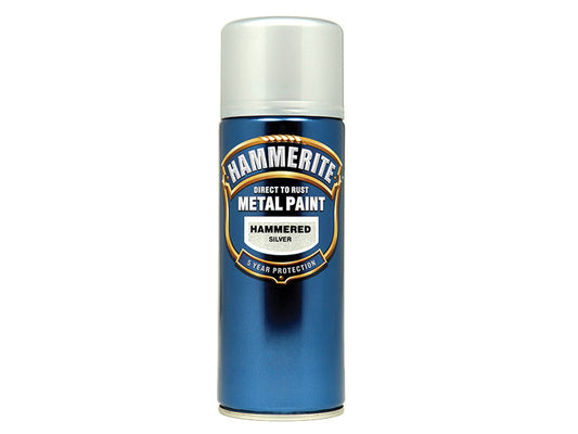 Direct to Rust Hammered Finish Aerosol Silver 400ml, Hammerite