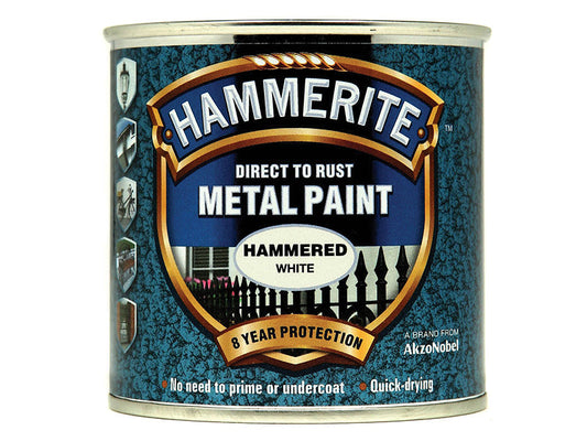 Direct to Rust Hammered Finish Metal Paint White 250ml, Hammerite