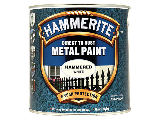 Direct to Rust Hammered Finish Metal Paint White 2.5 Litre, Hammerite