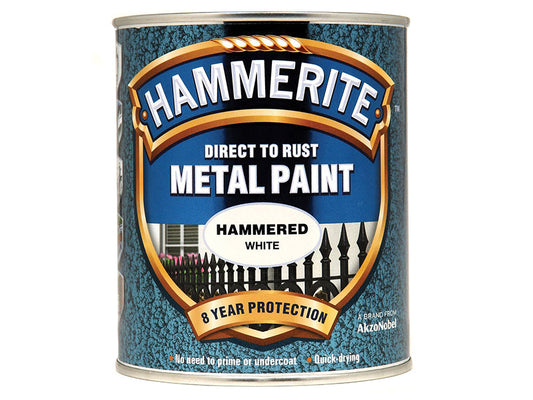 Direct to Rust Hammered Finish Metal Paint White 750ml, Hammerite