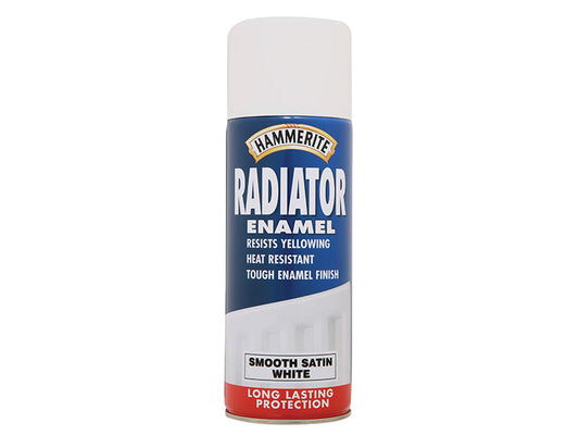 Radiator Enamel Aerosol Satin White 400ml, Hammerite