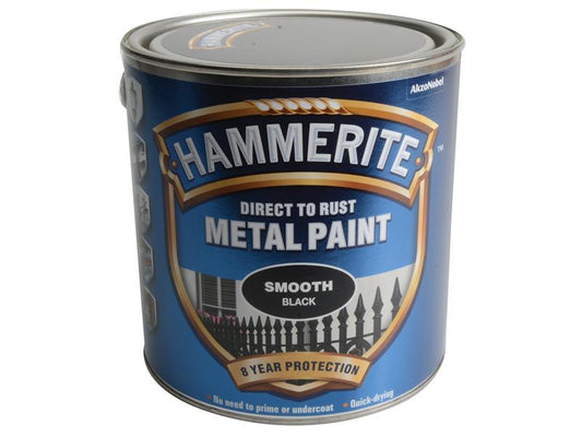 Direct to Rust Smooth Finish Metal Paint Black 2.5 Litre, Hammerite