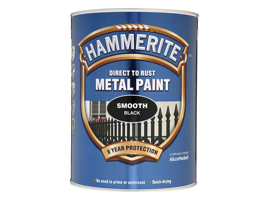 Direct to Rust Smooth Finish Metal Paint Black 5 Litre, Hammerite