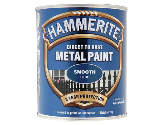 Direct to Rust Smooth Finish Metal Paint Blue 750ml, Hammerite