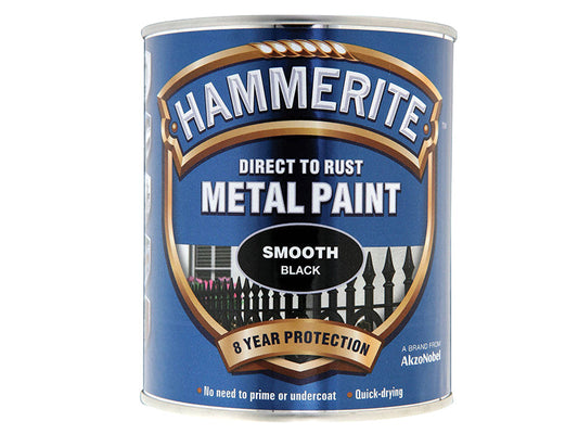 Direct to Rust Smooth Finish Metal Paint Black 750ml, Hammerite