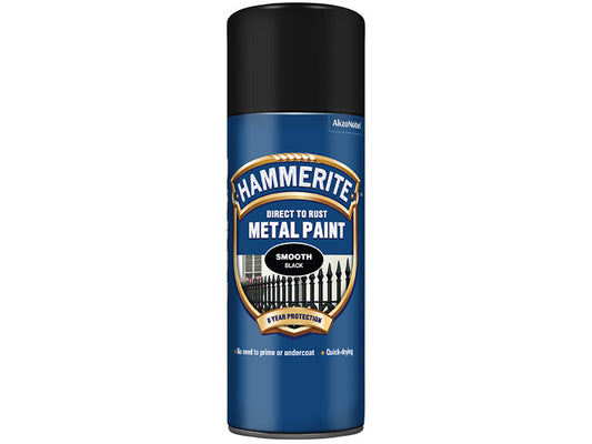 Direct to Rust Smooth Finish Aerosol Black 400ml, Hammerite