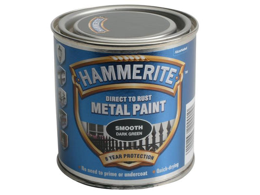 Direct to Rust Smooth Finish Metal Paint Dark Green 250ml, Hammerite