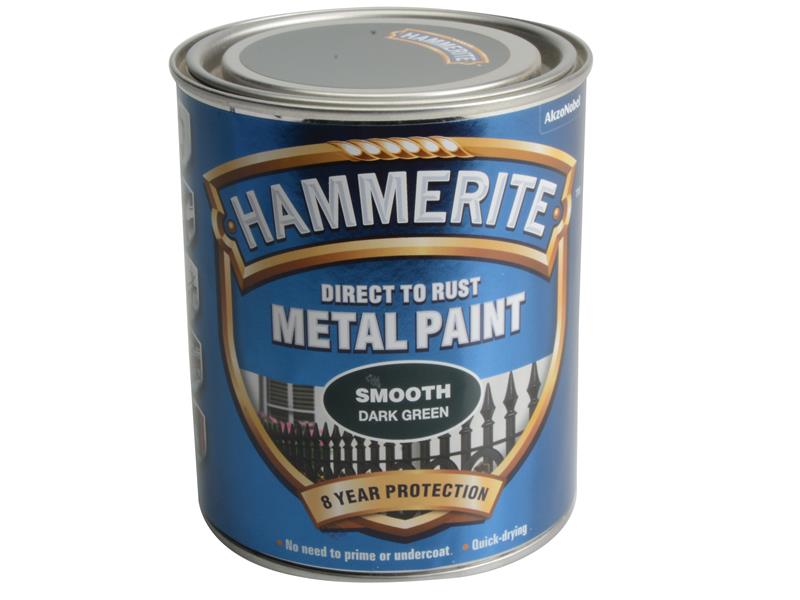 Direct to Rust Smooth Finish Metal Paint Dark Green 750ml, Hammerite