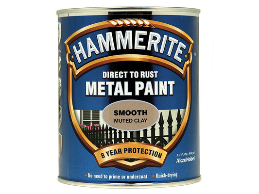 Direct to Rust Smooth Finish Metal Paint Muted Clay 750ml, Hammerite