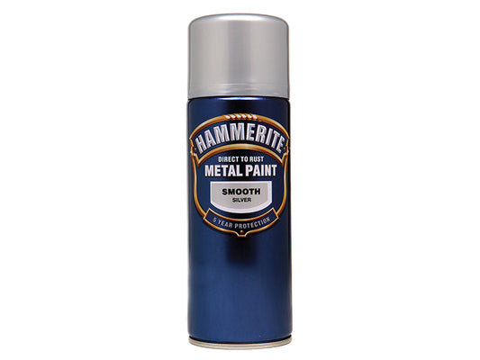 Direct to Rust Smooth Finish Aerosol Silver 400ml, Hammerite