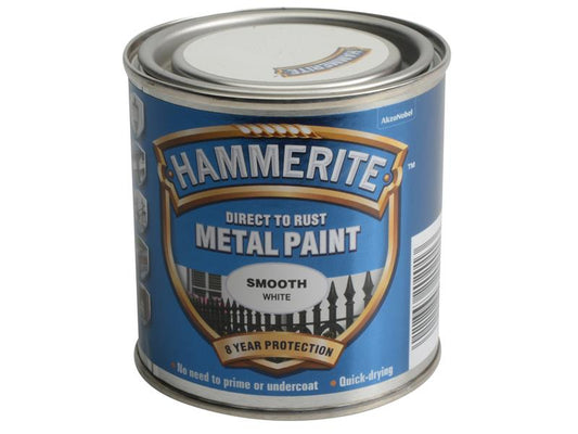 Direct to Rust Smooth Finish Metal Paint White 250ml, Hammerite