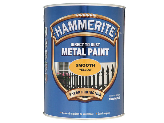 Direct to Rust Smooth Finish Metal Paint Yellow 5 Litre, Hammerite