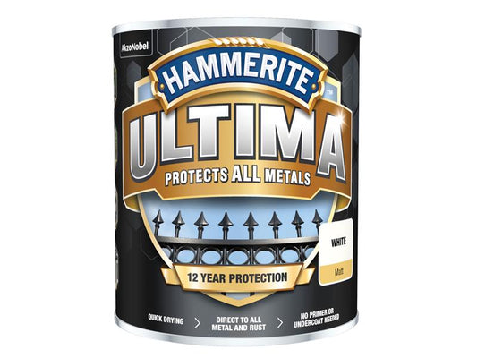 Ultima Metal Paint Matt White 750ml, Hammerite