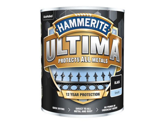 Ultima Metal Paint Smooth Black 750ml, Hammerite