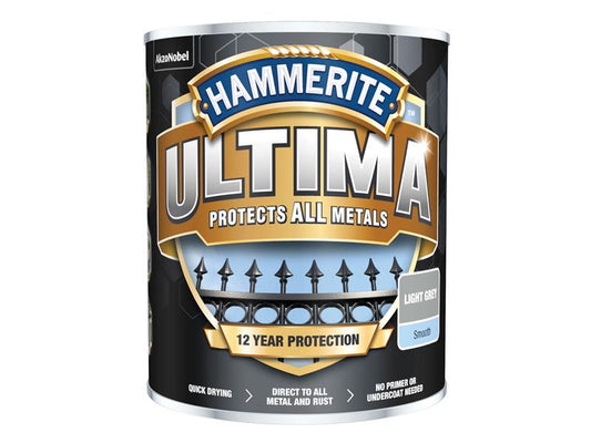 Ultima Metal Paint Smooth Light Grey 750ml, Hammerite