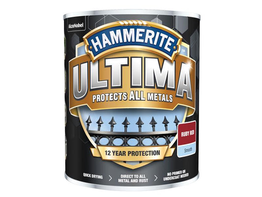 Ultima Metal Paint Smooth Ruby Red 750ml, Hammerite