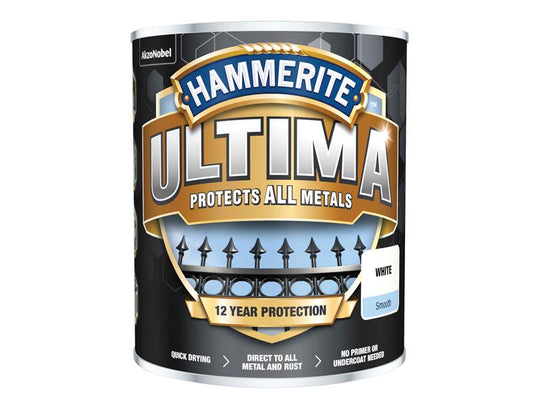 Ultima Metal Paint Smooth White 750ml, Hammerite