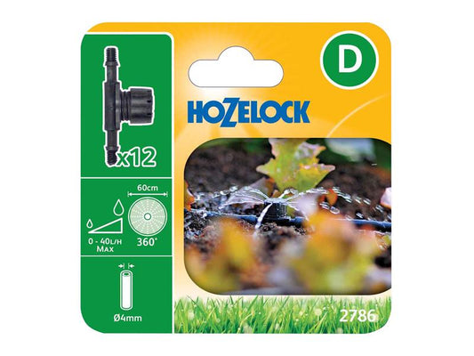 2786 In Line Adjustable Mini Sprinkler 4mm (Pack 12), Hozelock