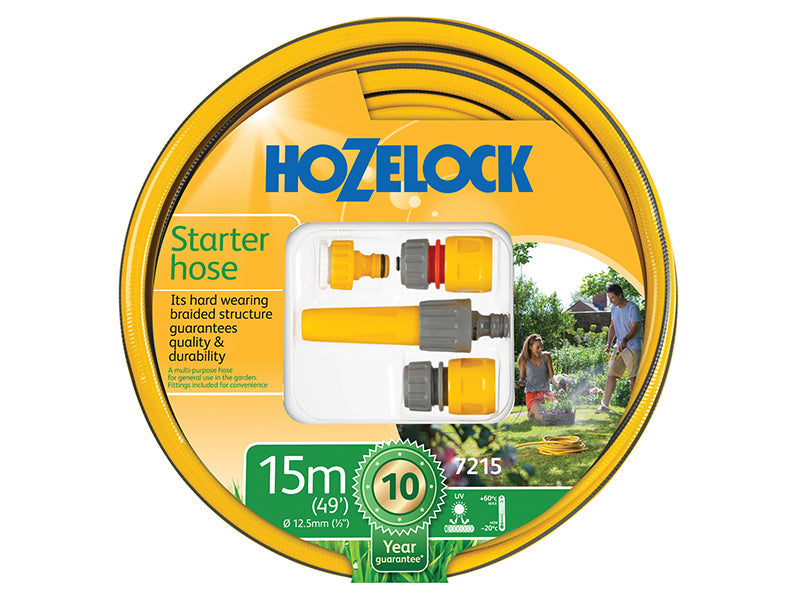 7215P Starter Hose Starter Set 15m 12.5mm (1/2in) Diameter, Hozelock