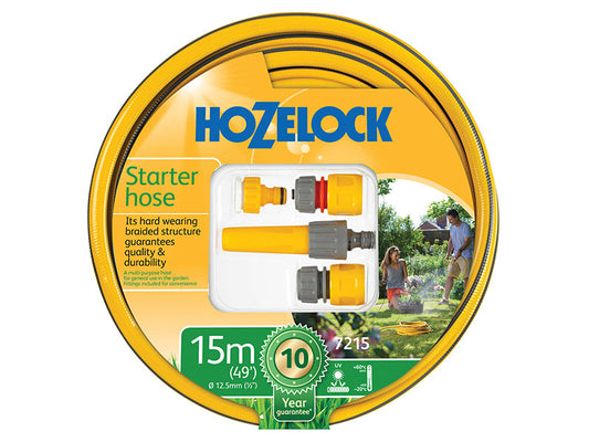 7215P Starter Hose Starter Set 15m 12.5mm (1/2in) Diameter, Hozelock