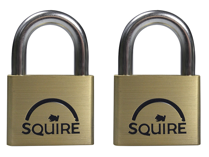 LN4T Lion Brass Padlocks 5-Pin 40mm Twin Pack (2 x LN4KA), Squire