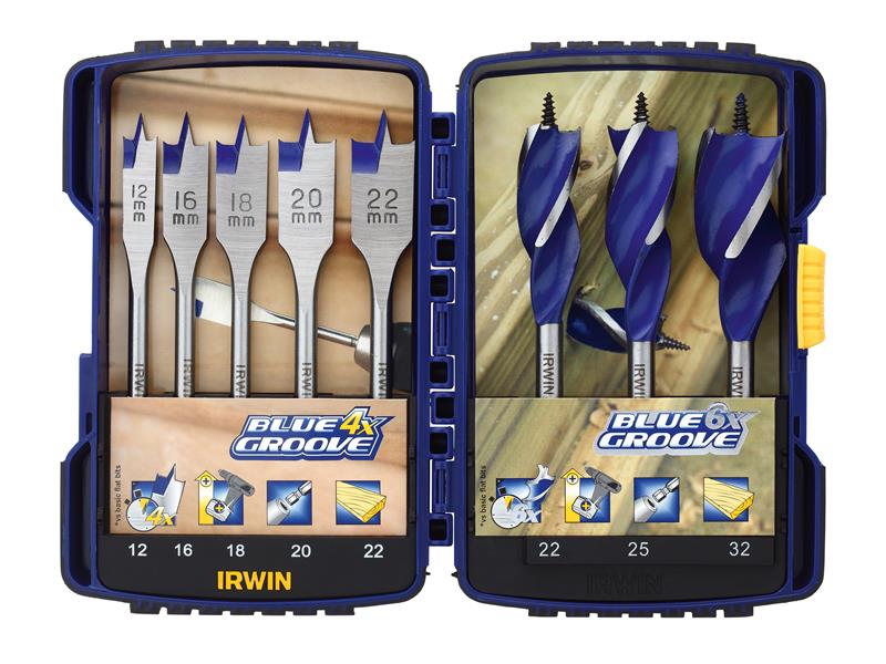 Blue Groove Auger & Flat Drill Bit Set, 8 Piece, IRWIN®