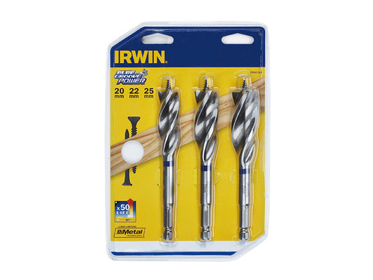 Blue Groove Wood Power Bit Set, 3 Piece 20 22 & 25mm, IRWIN®