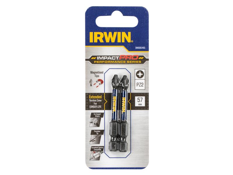 Impact Pro Performance Screwdriver Bits PZ2 57mm (Pack 2), IRWIN®