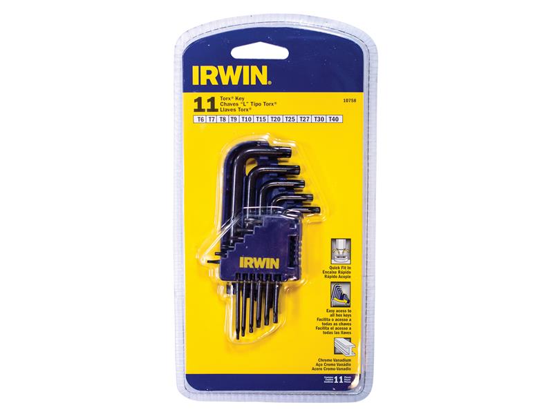 T10758 Short Arm TORX Key Set, 11 Piece (TX6-TX40), IRWIN®