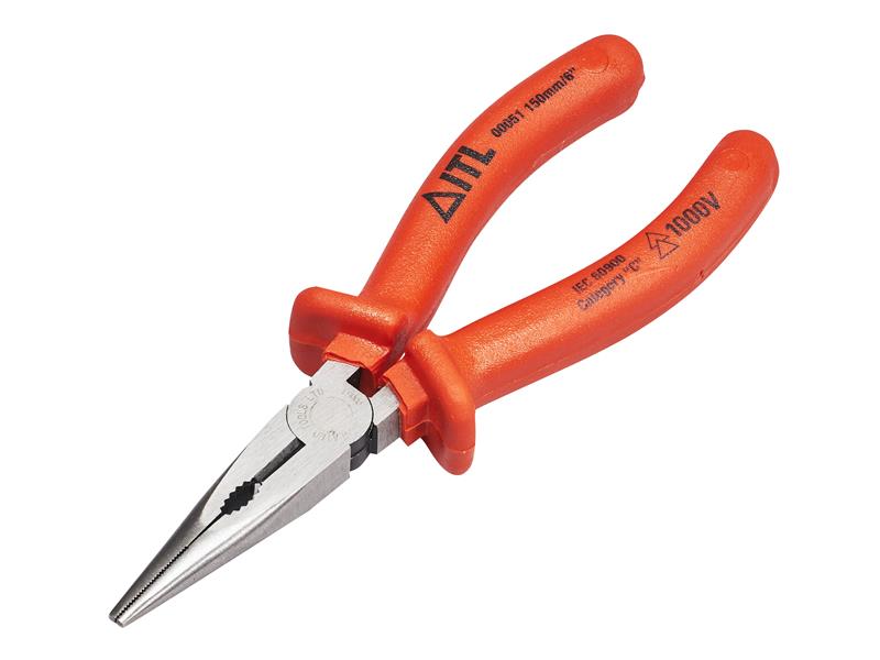 Insulated Snipe Nose Pliers 150mm, ITL Insulated